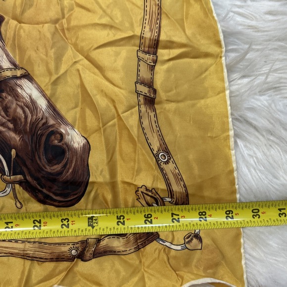 Vintage Equestrian Scarf Satin Twill Hand Painted Japan Horses Bits Bridles Belt - Picture 7 of 8